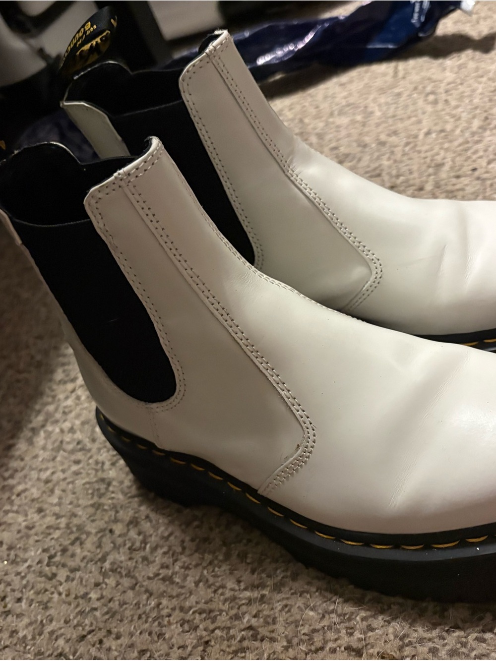 Dr. Martens White Chelsea Platform Boots